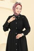 Boncuk Detaylı Elbise Ferace 3141HBS856-MS Siyah - Thumbnail