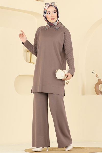 A.R.T. - Boncuk Detaylı Merserize Triko Takım 144ART1138-MS Vizyon - 417161