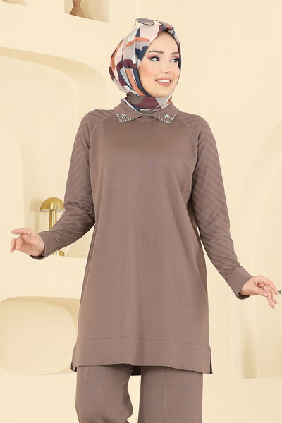 A.R.T. - Boncuk Detaylı Merserize Triko Takım 144ART1138-MS Vizyon - 417163