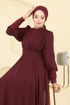 Boncuk Detaylı Şifon Abiye 5703EDF311-MS Bordo - Thumbnail