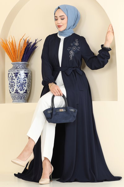 A.B. - Boncuk İşlemeli Krep Ferace 8237AB368-MS Laci - 425238