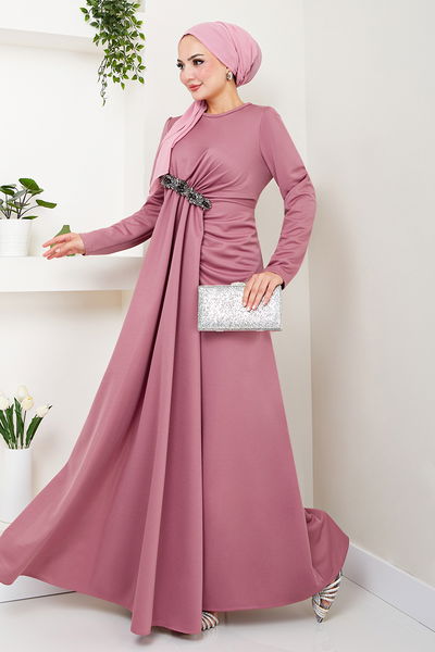 MRV S.L. - Broche Détaillé Robe de soirée Numéro 5021SL890 Rosier Kourous - 343227