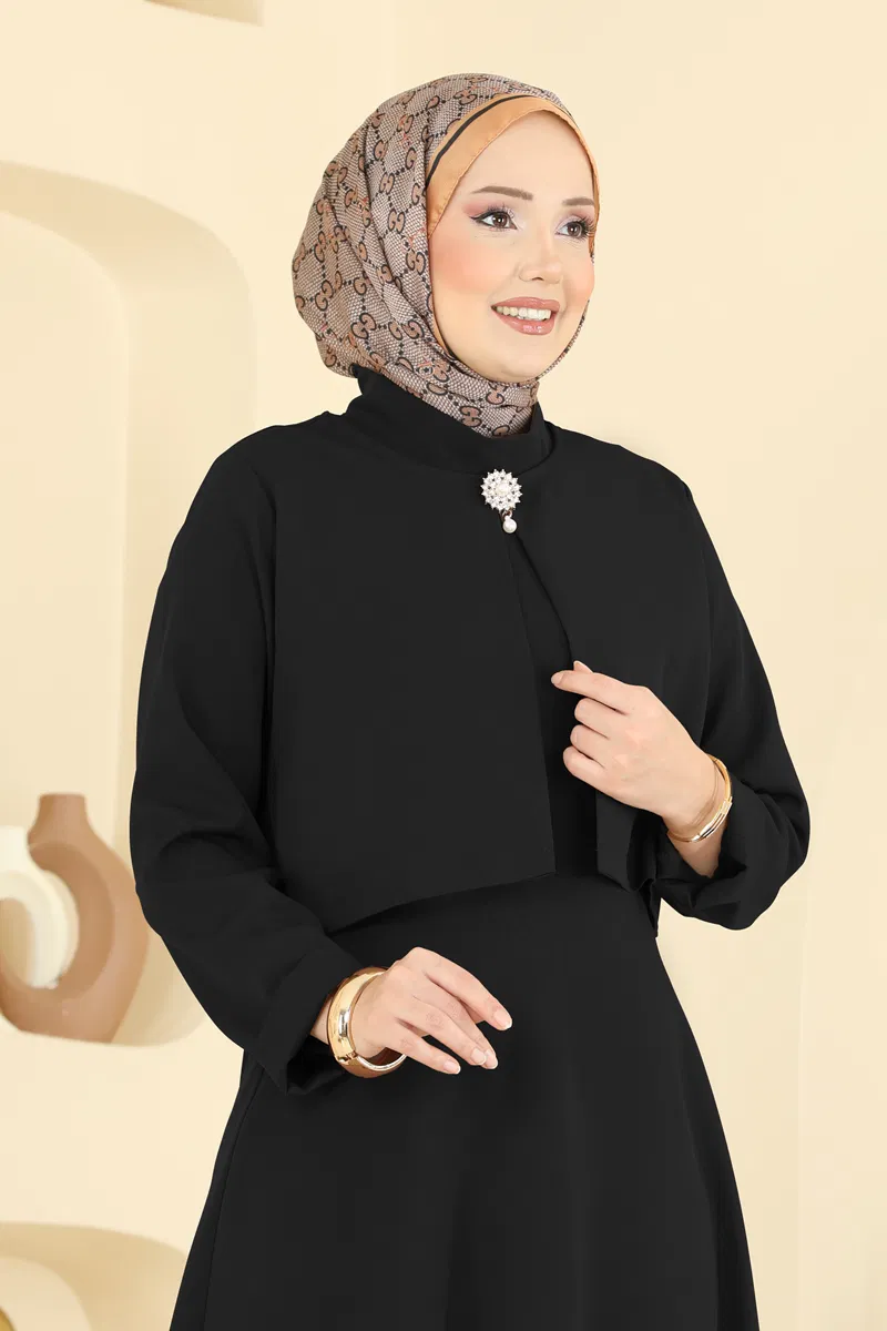 Broş Aksesuarlı Dabıl Takım 24019UKB139-MS Siyah