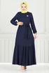 Broş Detay Bürümcük Elbise 422DVL817-MS Laci - Thumbnail