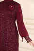 Broşlu Tesettür Abiye Elbise 2517ELC1143-MS Bordo - Thumbnail