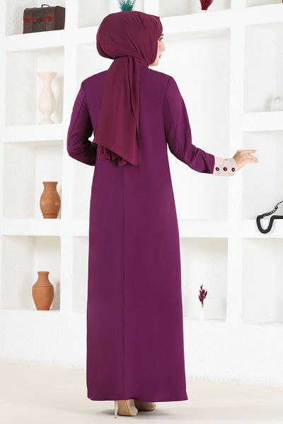 ASM - Button Detail Dress ASM2671 Damson - 333217