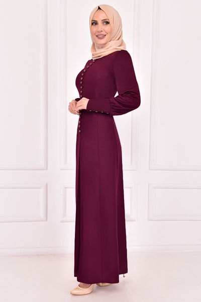 ASM - Buttoned Dress Burgundy ASM21510 - 243004