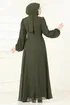 Çapraz Bağlamalı Şifon Elbise 5728EDF311-MS Haki - Thumbnail