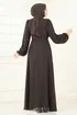 Çapraz Bağlamalı Şifon Elbise 5728EDF311-MS Kahve - Thumbnail