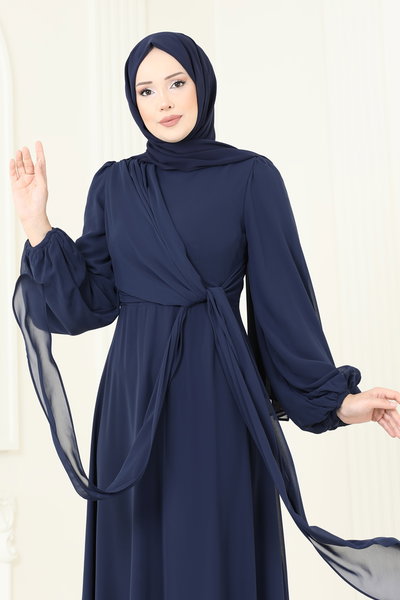 E.D.F. - Çapraz Bağlamalı Şifon Elbise 5728EDF311-MS Laci - 420537