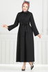 Çapraz Bağlamalı Tesettür Elbise 402ART1138-MS Siyah - Thumbnail