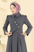 Ceket Detaylı Dabıl Elbise 2743SL432-MS Antrasit - Thumbnail