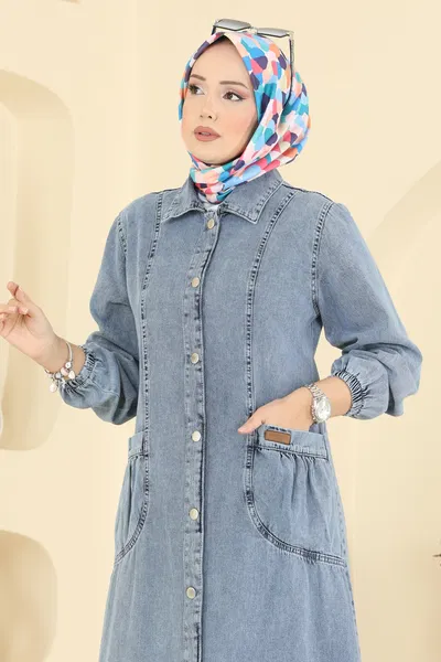 O.R.G. - Cep Armalı Kot Elbise 7929ORG1169-MS Kot - 419133