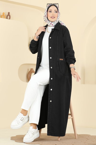 O.R.G. - Cep Armalı Kot Elbise 7929ORG1169-MS Siyah Kot - 419139