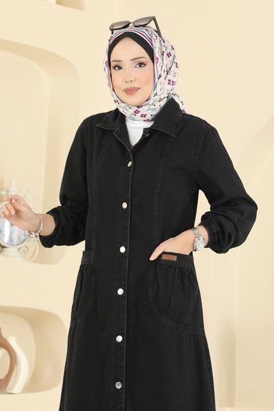 O.R.G. - Cep Armalı Kot Elbise 7929ORG1169-MS Siyah Kot - 419141