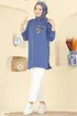 Cep Desenli İki İp Tunik 306OZN1046-MS İndigo - Thumbnail
