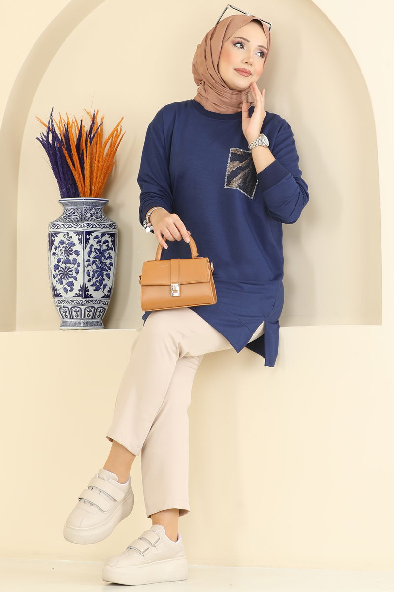 Cep Desenli İki İp Tunik 306OZN1046-MS Laci