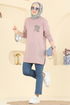 Cep Desenli İki İp Tunik 306OZN1046-MS Pudra Vizyon - Thumbnail