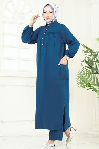 U.Z. - Cep Detay Viskon Takım 6061UZ662-MS Petrol