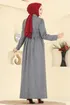 Cep Detaylı Balıksırtı Elbise 24012UKB139-MS Gri - Thumbnail