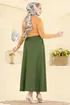 Cep Detaylı Dabıl Etek 213BRZ597-MS Haki - Thumbnail