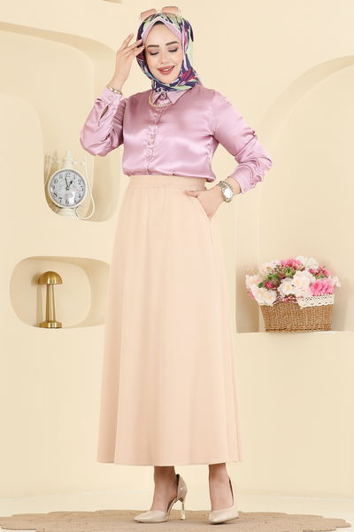 B.R.Z - Cep Detaylı Dabıl Etek 213BRZ597-MS Taş - 427076