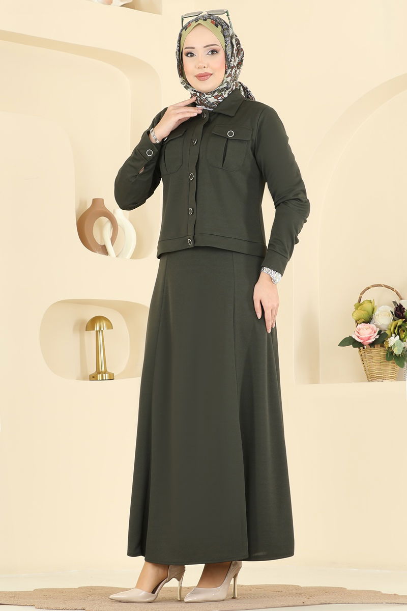 Cep Detaylı Elbiseli Takım 24017UKB139-MS Haki