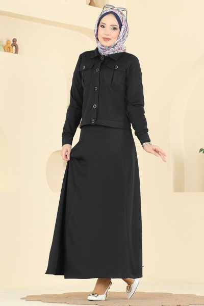 U.K.B. - Cep Detaylı Elbiseli Takım 24017UKB139-MS Siyah