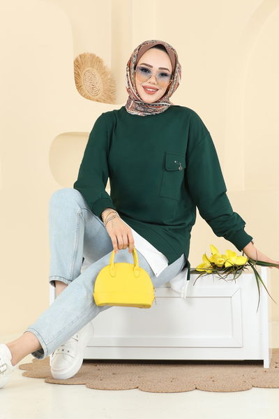 A.Y.D. - Cep Detaylı İki İp Tunik 2769AYD574-MS Zümrüt - 415347