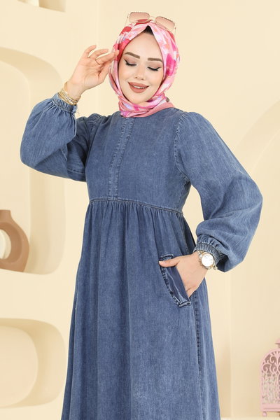 Z.N.E. - Cep Detaylı Kot Elbise 102ZNE1011-MS Açık Kot - 419438