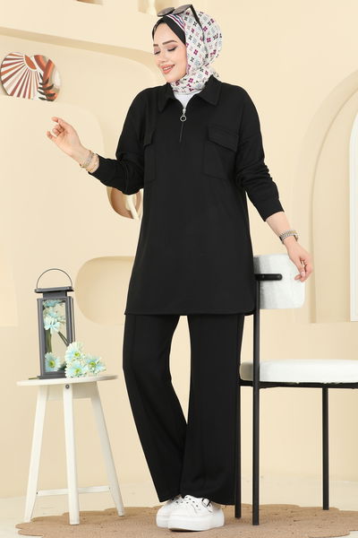 A.Y.D. - Cep Detaylı Modal Takım 2739AYD574-MS Siyah - 415611