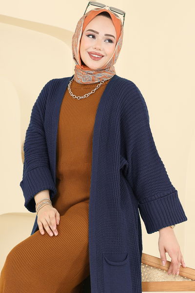 A.Y.D. - Cep Detaylı Triko Hırka 2766AYD574-MS Laci - 416873