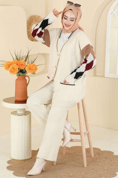 M.T. - Cep Detaylı Triko Takım 01318MT581-MS Taş - 413176