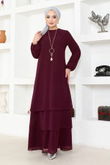 ASM - Chiffon Dress ASM2698 Burgundy