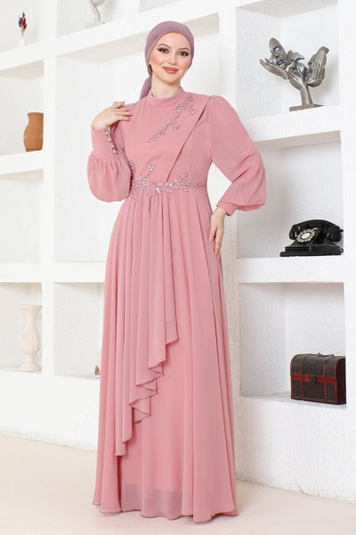 ABY - Chiffon Evening dress ABY5652 Rose Kurusu - 341899