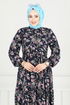 Çiçek Desen Tesettür Elbise 7122BG354-MS Laci - Thumbnail