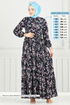 Çiçek Desen Tesettür Elbise 7122BG354-MS Laci - Thumbnail