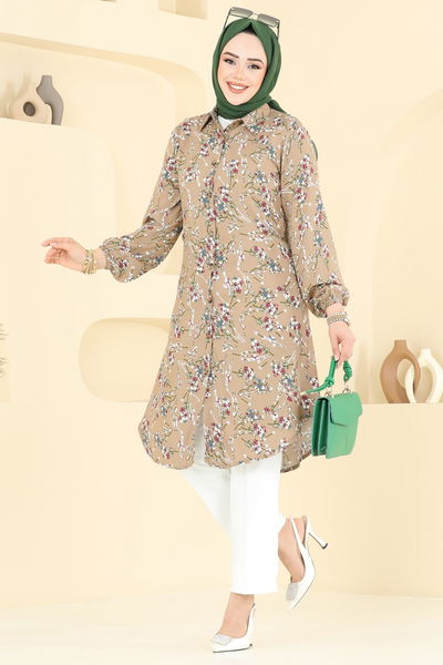 B.G.S. - Çiçek Desen Viskon Tunik 0174BG354-MS Vizyon - 365359