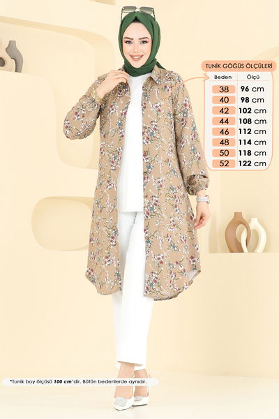 B.G.S. - Çiçek Desen Viskon Tunik 0174BG354-MS Vizyon - 365363