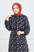 Çiçek Desenli Tesettür Elbise 807OZN1046-MS Laci - Thumbnail