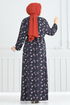 Çiçek Desenli Tesettür Elbise 807OZN1046-MS Laci - Thumbnail