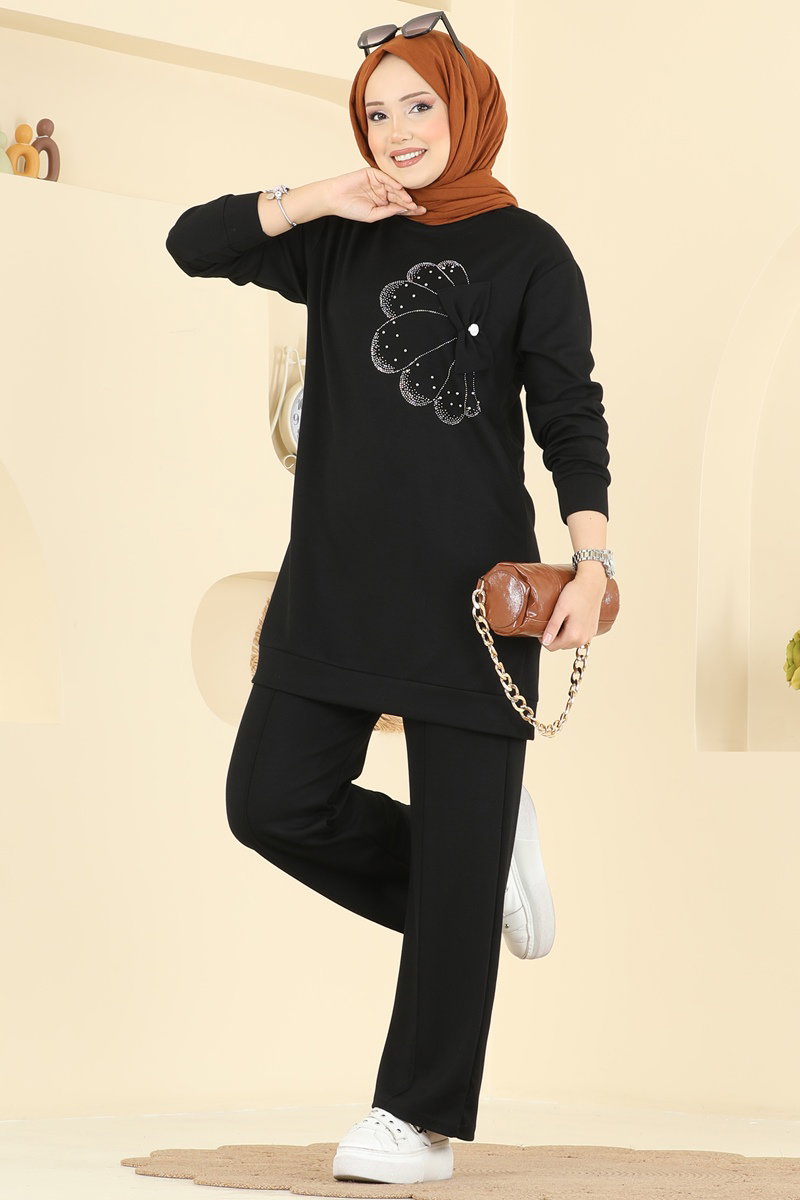 Çiçek Detay Modal Takım 2726AYD574-MS Siyah