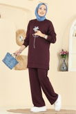 A.Y.D. - Çiçek Detaylı Modal Takım 2730AYD574-MS Bordo