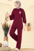 Çiçek Detaylı Triko Takım 2724AYD574-MS Bordo - Thumbnail