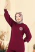 Çiçek Detaylı Triko Takım 2724AYD574-MS Bordo - Thumbnail