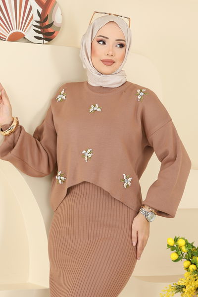 M.T. - Çiçek Motifli Triko Takım 1402MT581-MS Vizyon - 415527