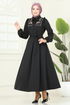 Çiçek Nakışlı Dabıl Elbise 2725SL432-MS Siyah - Thumbnail