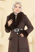Çıkarılabilir Kürklü Kaşe Kaban 8161AB368-MS Kahve - Thumbnail