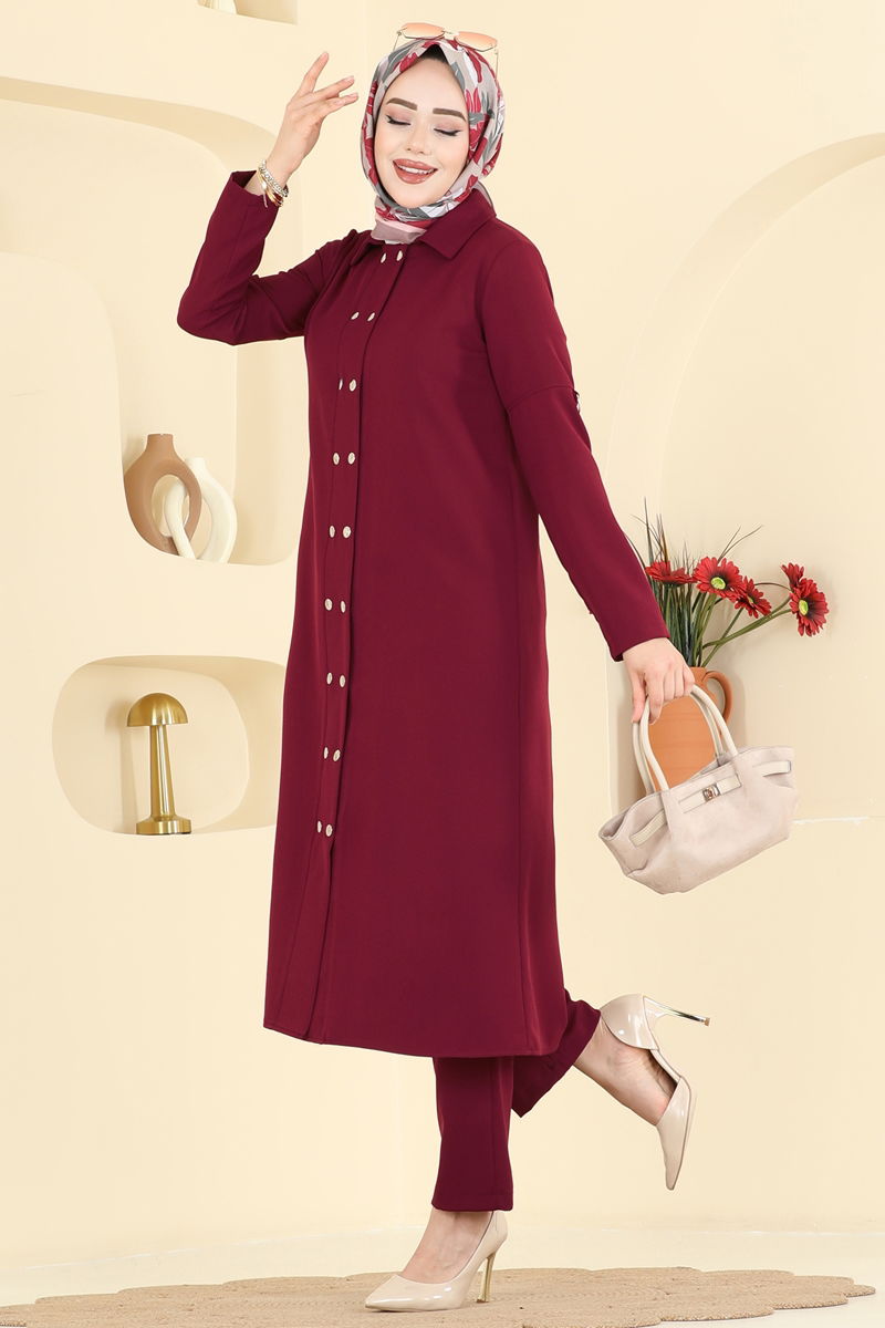 Çıtçıt Aksesuarlı Dabıl Takım 24020UKB139-MS Bordo