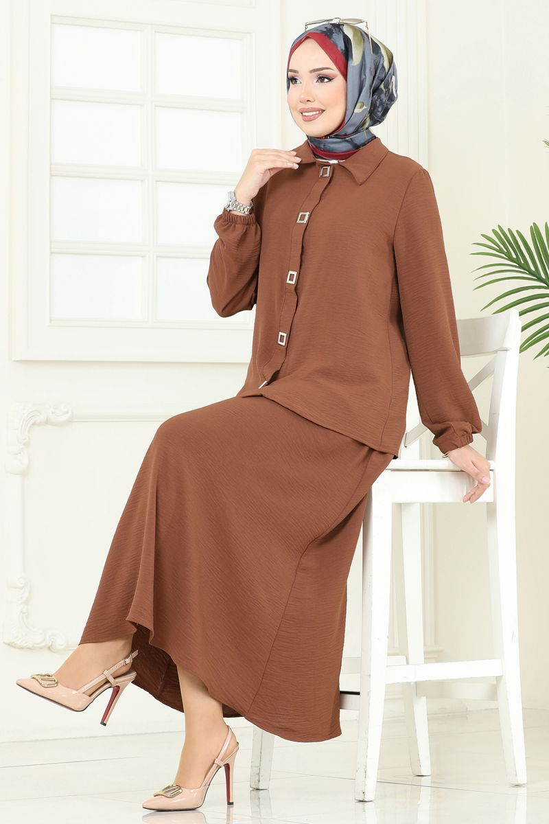 Çıtçıt Detay Etekli Takım 6022UZ662-MS Kahve